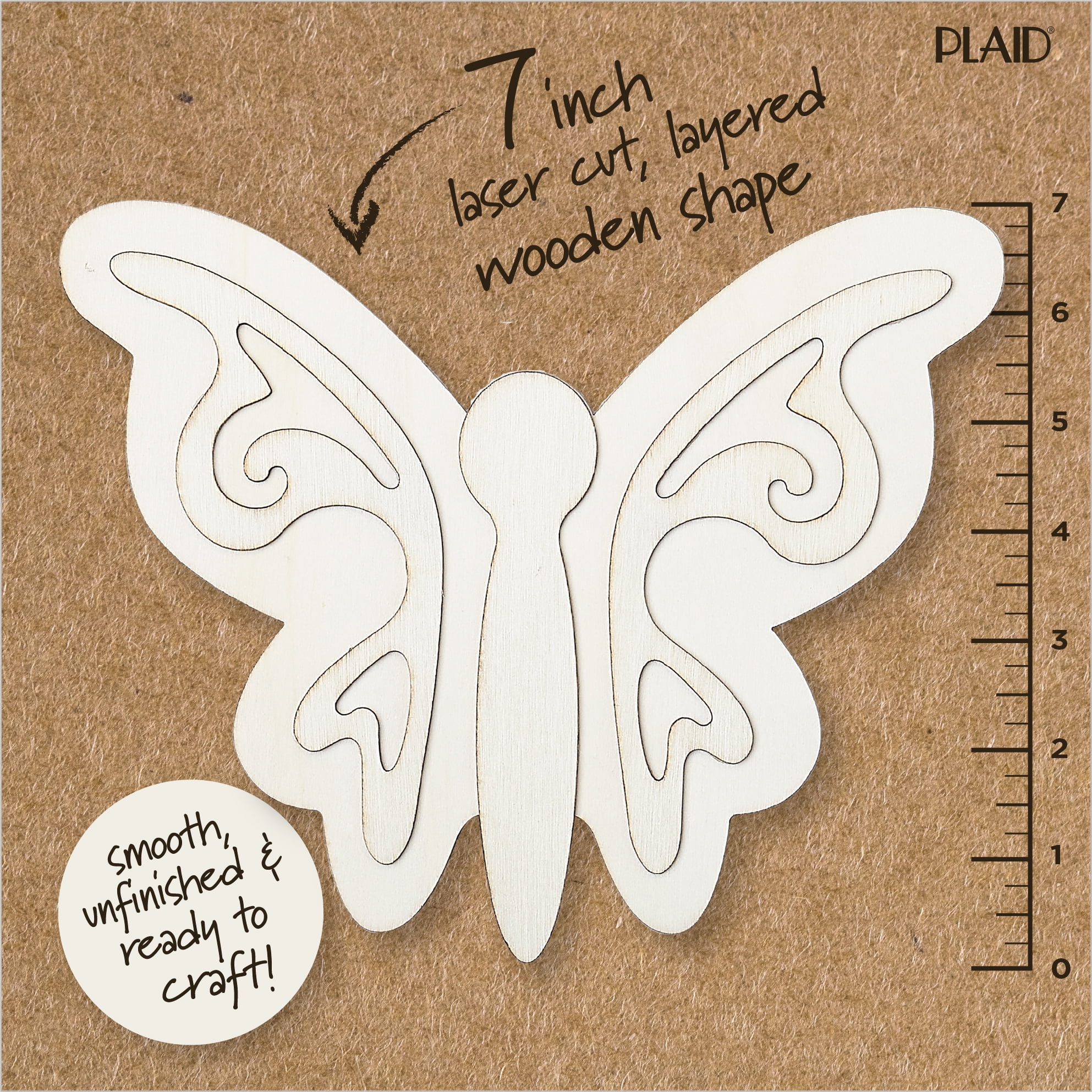 (2 pack) Plaid Surfaces Layered Wood Shape, Butterfly