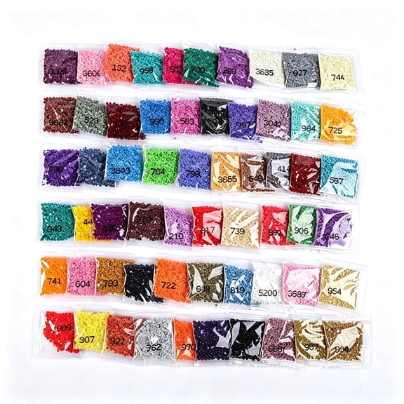 ZhangC 60 Color Diamond Art Painting Beads Set, 60000 Pcs 2.8mm Round Acrylic Rhinestones, Bulk Drill Kit for DIY Diamond Art Crafts and Accessory Refills