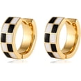thumbnail image 1 of Pequeños Aretes de Cartílago, Aretes de Maestro; Anillo Hipoalergénico de Esmalte Blanco y Negro, Regalo en Tonos Dorado y Plateado, 1 of 9