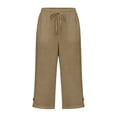 thumbnail image 5 of BLVB Womens Summer Cotton Linen Capris Dressy Casual Loose Beach Clothes Drawstring Waist Side Split Cropped Trousers with Pockets, 5 of 5