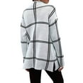 thumbnail image 4 of Checkered Knit Sweater for Women Fall Winter Casual Mock Neck Pullover Striped Sweaters Color Block Tops White M, 4 of 9