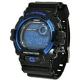 Casio G-Shock Men's Digital Quartz Watch, 200M Water & Shock Resistant, Black with Blue Accents ...