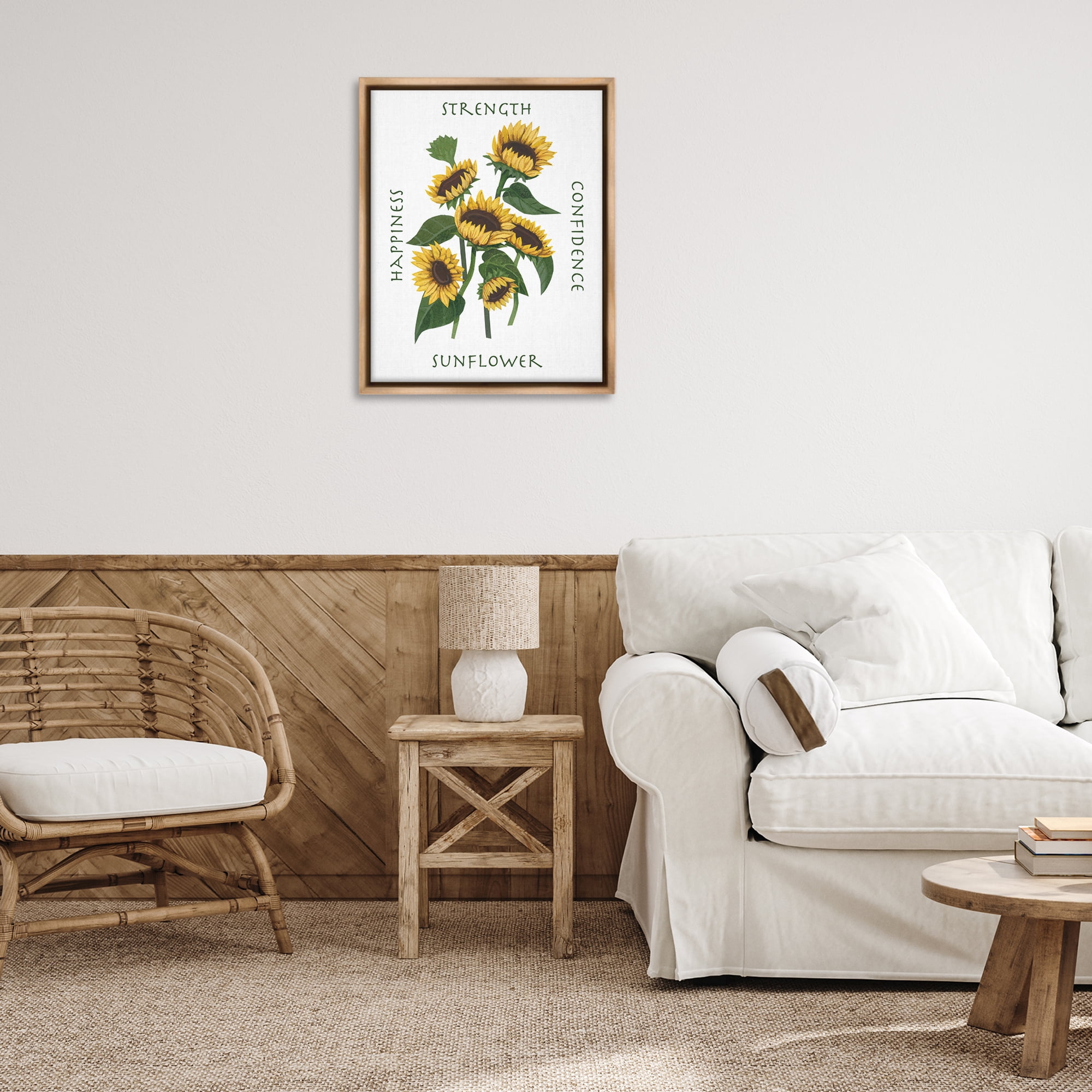 Stupell Industries Inspirational Words Sunflower Botanical & Floral Painting Brown Floater Framed Art Print Wall Art, 25 x 31