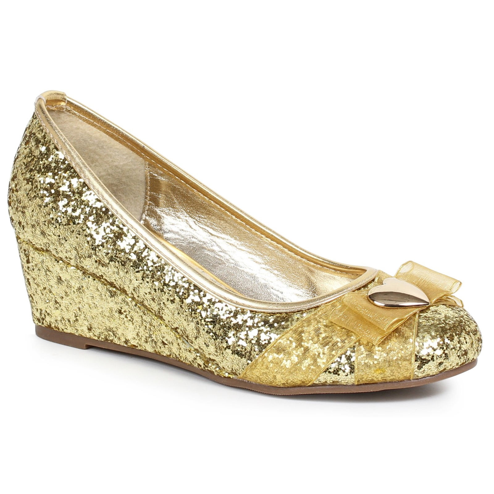 Women's Gold Glitter Princess Shoe with Heart Decor - Walmart.com