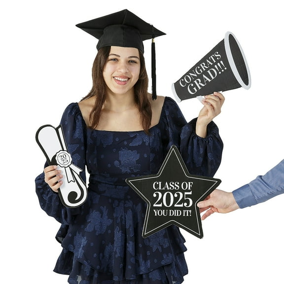 Fun Express 4 1/4" – 12 3/4" Large 2025 Graduation Cardboard Photo Props - 6 Pieces