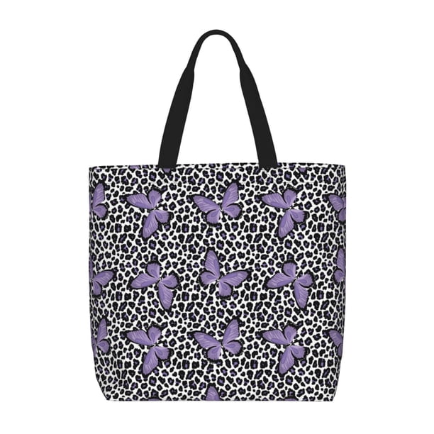 Balery Purple Butterflies Bolsa de Mano para Mujeres con Cremallera, Bolsa de Gimnasio con Compartimentos, Bolsa para Laptop, Bolsa para Trabajo
