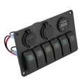thumbnail image 3 of Ymiko Qiilu 12V 24V 6 Gang Switch Panel, Car Boat Marine LED Rocker Switch Panel Dual USB Voltmeter Lighter, 3 of 8