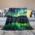 thumbnail image 2 of Pratyus Aurora Borealis Mountains Print Flannel Throw Blanket All Seasons Hand Feel Blanket 40x50in, 2 of 6