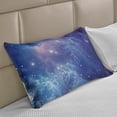 thumbnail image 2 of Outer Space Knitted Quilt Pillowcover, Outer Space Nebula in the Galaxy with Star Clusters Mysterious Astronomy Art, Standard King Size Pillow Cover for Bedroom, 30" x 20", Purple Navy, by Ambesonne, 2 of 2