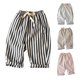 thumbnail image 4 of Odeerbi 1-7 Años Niños Niñas Rayas Algodón Lino Pantalones Verano Casual Cintura Elástica Pantalones Playa, 4 of 4