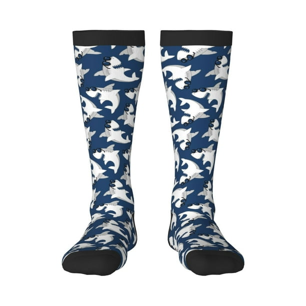 Fotbe Shark Calcetas Divertidas Estampadas para Hombre y Mujer, Calcetas de Algodón hasta la Rodilla para Caminar, Correr, Enfermería y Embarazo