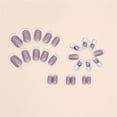 thumbnail image 4 of Fofosbeauty 24pcs Press on False Nails, Medium Square Fake Acrylic Nails, French Glitter Buds Purple White, 4 of 11