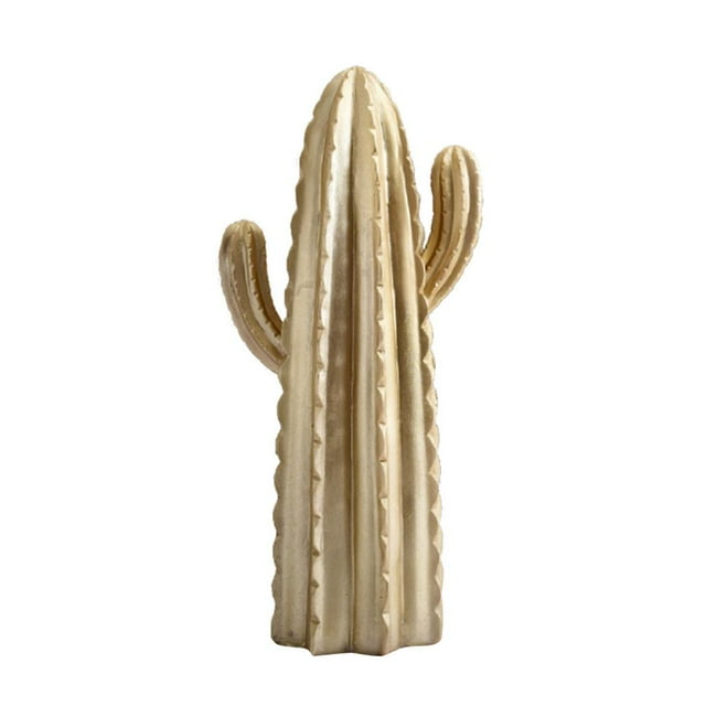Adorno decorativo de mesa de cactus de resina, decoración de muebles de cactus, artesanía Gold_D