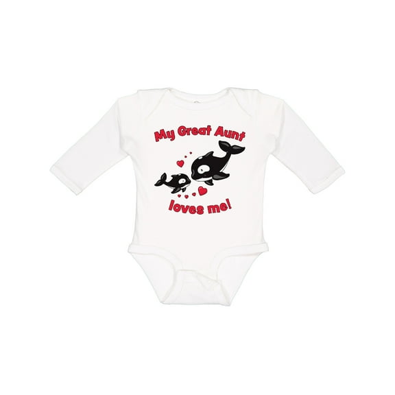 Inktastic My Great Aunt Loves Me Orca Family Boys or Girls Long Sleeve Baby Bodysuit