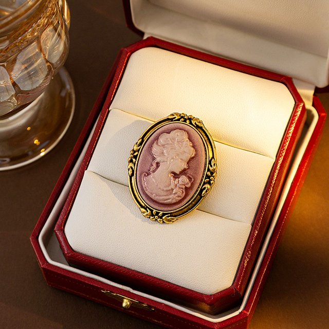 Broche elegante con camafeo Vintage de cabeza de Reina para mujer, broche con retrato de estilo a la moda para joyería de boda antigua, 1 ud.