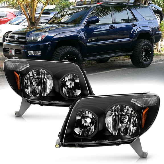 For Black 2003 2004 2005 Toyota 4Runner 4-Runner Headlights Headlamps Left Right