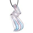 thumbnail image 2 of Besheek Murano Inspired Blue and Silver Twist Curl Glass Necklace Pendant, 2 of 5