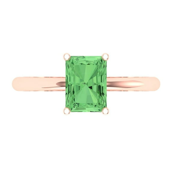 Clara Pucci 14K Rose Gold 1.75ct Green Solitaire Ring for Women