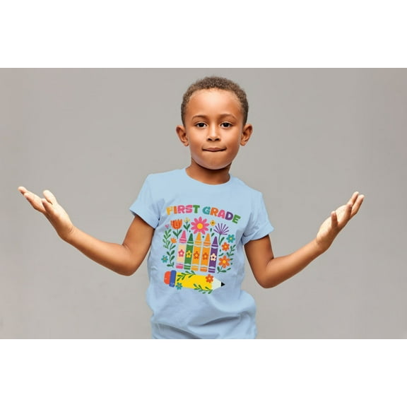 First Grade Kids T-Shirt - Colorful Pencil Graphic Back to School Tee