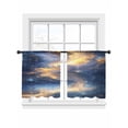 thumbnail image 7 of Blue Yellow Sheer Curtains 54 Inch Length 2 Panels Set, Modern Abstract Art Voile Window Treatment Rod Pocket Short Kitchen Curtains Drapes for Bedroom 52"x54"x2, 7 of 7