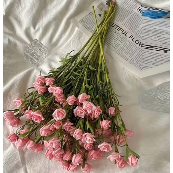 10 Pack Artificial Small Roses Faux Flowers for Home Table Wedding Centerpiece Decor