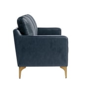 Serta Hemsworth Mid-Century Modern Style Sofa, Navy Blue Faux Leather