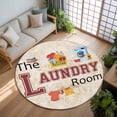 thumbnail image 3 of 8ft Round Rug, Laundry Room Non-Skid Rubber Backing Large Area Rugs - Living Room Bedroom Home Office, Rustic Farmhouse Washing Machine Clothes Indoor Floor Mat Carpets Washable Rug, 3 of 9