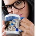 thumbnail image 2 of 3drose, Cityscape of Blue Roofs Churches and Houses. Santorini. Greece., 15oz Two-tone Blue Mug, 2 of 6