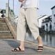 thumbnail image 4 of Pantalones cortos de algodón y lino para hombre: pantalones deportivos holgados e informales, color liso, tallas grandes (M-XXXXXL), aptos para primavera/verano, 4 of 5