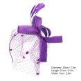 thumbnail image 5 of Wedding Women Net Mesh Bridal Face Veil Hats Brides Fascinator Headwear Hair Accessory(Purple), 5 of 8