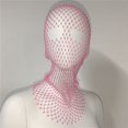 thumbnail image 1 of Nvzi Diadema tipo bandana de malla con diamantes de imitación, diadema de cristal, bufanda para diadema (rosa), 1 of 5