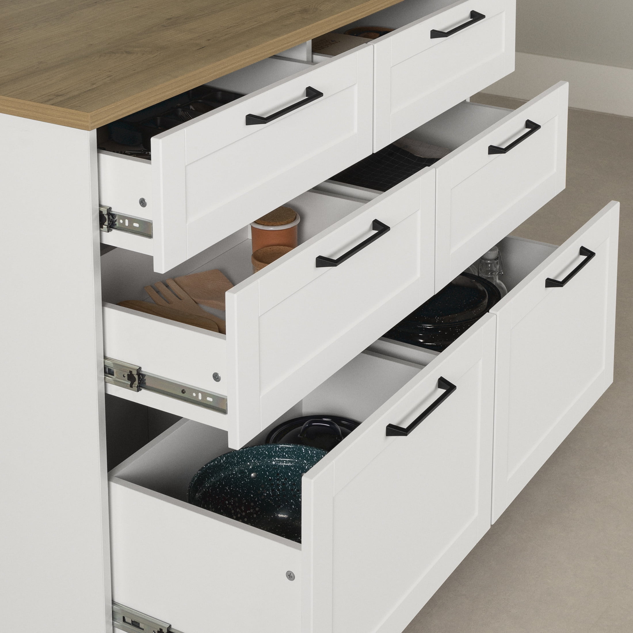 South Shore Toscano, Farmhouse Kitchen Island, Medium White