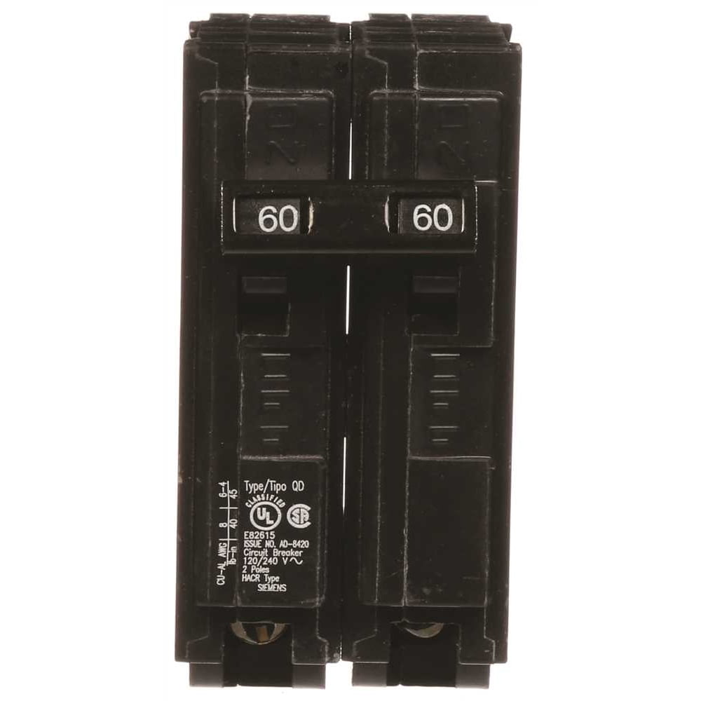 Siemens 608766 60 Amp Double-Pole Type BQD Bolt-On Circuit Breaker