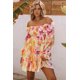 thumbnail image 3 of ABPHQTO Vestido floral escalonado de manga hinchada con cuello cuadrado amarillo para mujer, 3 of 5