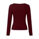 thumbnail image 4 of Top corto ajustado de manga larga para mujer: camiseta ajustada con cuello redondo, poliéster y spandex, diseño básico liso para hacer ejercicio, yoga y estilo informal., 4 of 4