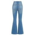 thumbnail image 5 of Kids Girls Ripped Jeans Denim Elastic Waist Distressed Bell Bottom Fashion Trousers for School Daily Casual Outfits, 6Y-13Y, 5 of 9