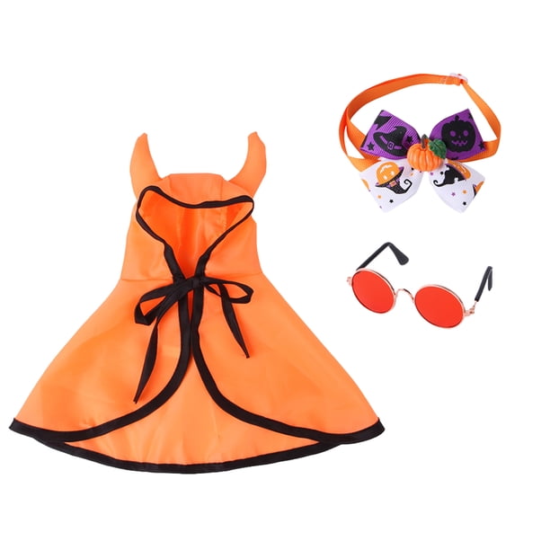 Compre 2 y consiga un 10% de descuento Pet Halloween Cape Collar Set Bow Collar Cat Horn Funny Cape Set