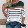 thumbnail image 2 of Lmnyox Women's Striped Tops Soft Long Sleeve Crew Neck T Shirt Summer Casual Pullover Shirt Trendy, 2 of 7
