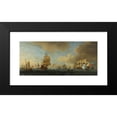 thumbnail image 2 of John Cleveley the elder 18x10 Black Modern Framed Museum Art Print Titled - An English Frigate Under Sail Firing a Gun, with Shipping at Anchor and Under Sail, 2 of 5
