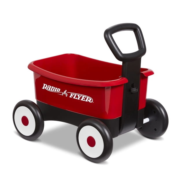 Flyer Push & Pull Walker Wagon Radio 2 en 1, rojo para niños de 1 a 4 años