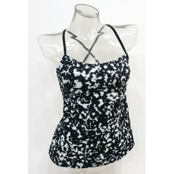 Nike Black White Cross Back Tankini Top Swimwear Women's Small