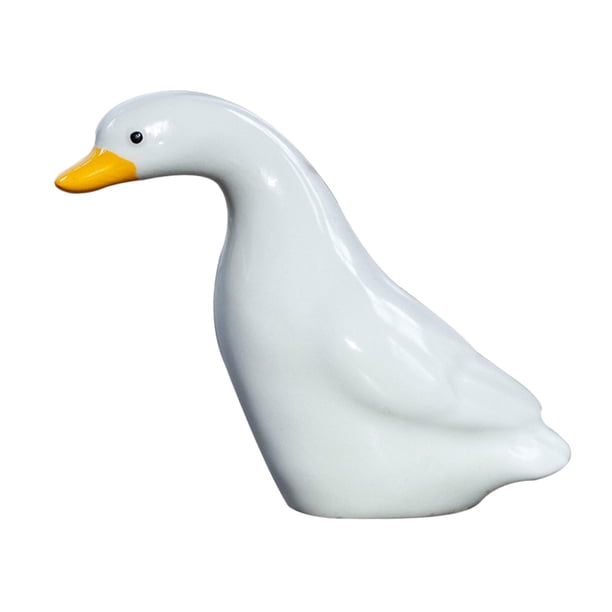 Estatua de pato de resina, adorno artesanal de escritorio, figura de pato, escultura animal para patio blanco de pie
