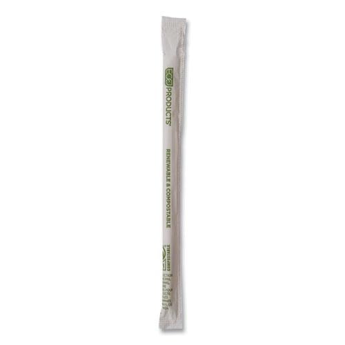 Eco-Products Renewable and Compostable PHA Straws, 7.75", Natural White, 2,000/Carton