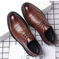 thumbnail image 5 of YLSDY Men's Classic Brogue Shoes Faux Leather Oxford Shoes Vintage Lace Up Low Heel Dress Shoes Brown 10.5, 5 of 9