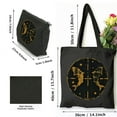 thumbnail image 3 of Leisuo 2 Pcs Canvas Tote Bags Cute Aesthetic Tote Bags with Zipper Initial Zodiac Symbol Astrology Fish Sign Black, 3 of 8