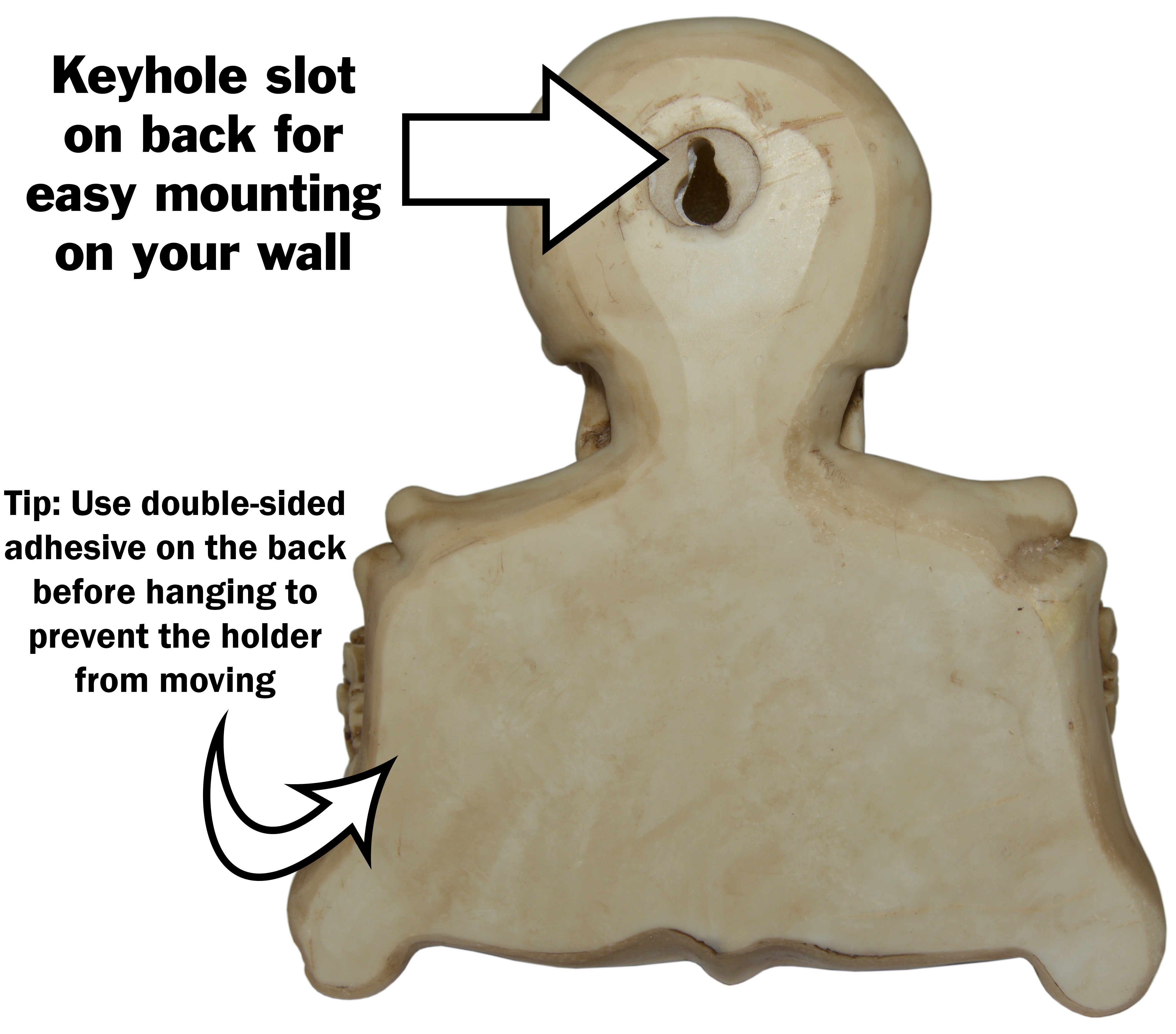 Skeleton Toilet Paper Holder with Keyhole Slot for Mounting on Wall, Spooky Skull TP Dispenser for Halloween Party, Sturdy Detailed Painted Resin Toilet Tissue Roll Holder