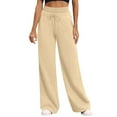 thumbnail image 4 of Outfmvch Wide Leg Pants Woman Sweatpants Women Baggy Sweatpants Womens Wide Leg Pants Track Pants Women Capri Pants for Women Beige L, 4 of 8