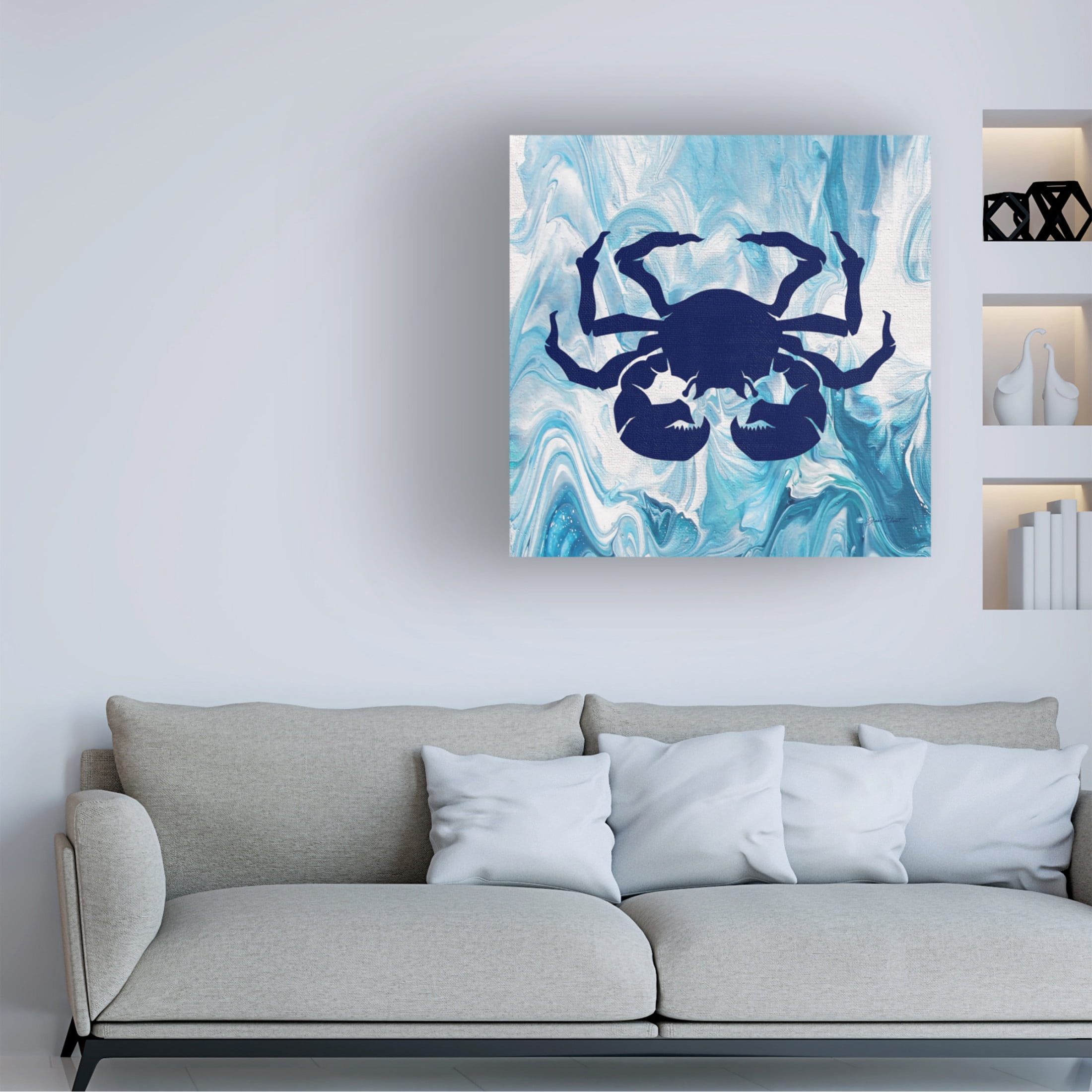 Canvas Wall Art - Jean Plout 'Abstract Ocean E' Wall Art for Living Room, Bedroom, or Office Décor by Trademark Fine Art - 24 x 24 Inches