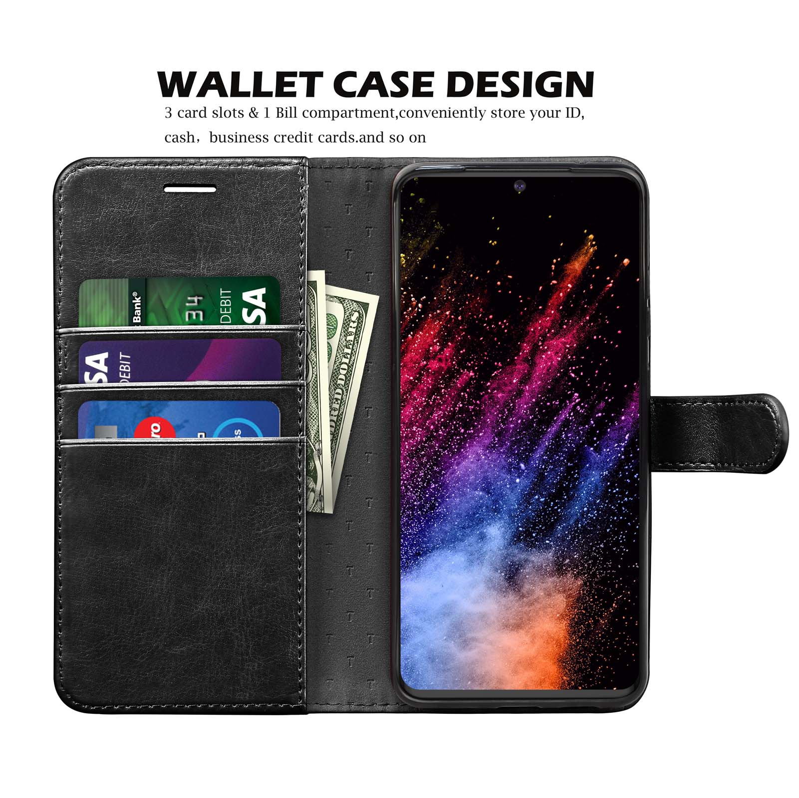 Njjex Case Wallet 2020 Galaxy S20 Ultra S20 S20+ S20 Plus 5G, Galaxy S20 S20 Ultra Wallet Case RFID Blocking Card Slot Stand PU Leather Magnetic Protect Flip Cover [Gift Box] -Black - image 2 of 10