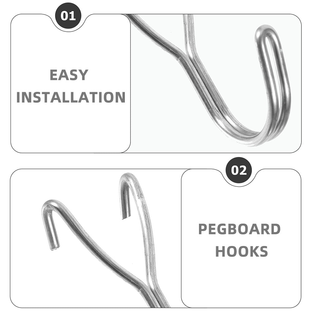 WHAMVOX Raindrops 100 pcs Stainless Steel Pegboard J Shaped Hooks for Necklaces Jewelry Retail Items Keys Craft Storage Organization System Tools